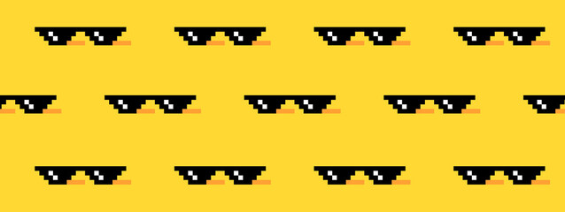 Meme pixel glasses on yellow