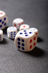 dice on a black background