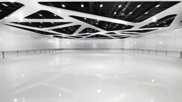 Motion Empty hall exhibition.Backdrop for exhibition stands,booth,product.
Convention hall for conference,online.3D Background for entertainment,concert
,event,sports,live.Animation loop 4k.3D render.