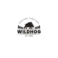 Wild Pig Hunter Logo in the pine forest