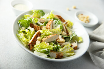 Homemade Caesar salad with chicken