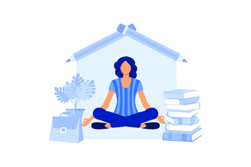 online learning, creative space, self-isolation, training and courses, education at home flat vector illustration 