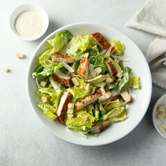 Homemade Caesar salad with chicken