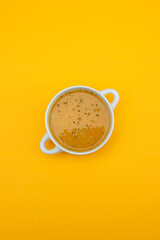 fresh vegetable cream soup in the bowl