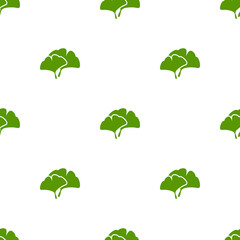 Seamless floral pattern green ginkgo biloba leaves. Floral texture on white background.
