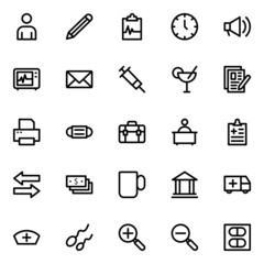 Outline icons for medical and health.