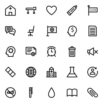 Outline icons for medical and health.