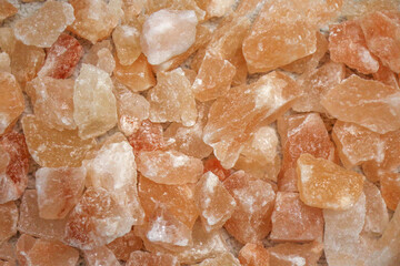 Closeup of Himalayan salt with pinkish tint. Salt crystals, large pieces.