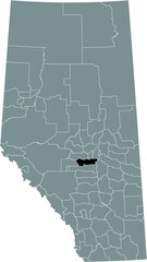 Black flat blank highlighted location map of the LEDUC COUNTY municipal district inside gray administrative map of the Canadian province of Alberta, Canada