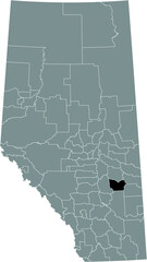 Black flat blank highlighted location map of the COUNTY OF PAINTEARTH NO. 18 municipal district inside gray administrative map of the Canadian province of Alberta, Canada
