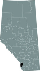 Black flat blank highlighted location map of the RANCHLAND NO. 66 municipal district inside gray administrative map of the Canadian province of Alberta, Canada
