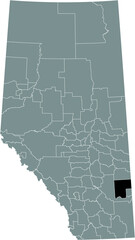 Black flat blank highlighted location map of the SPECIAL AREA NO. 3 inside gray administrative map of the Canadian province of Alberta, Canada