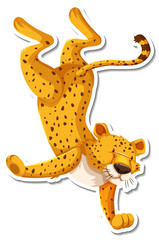 Cheetah dancing cartoon character on white background