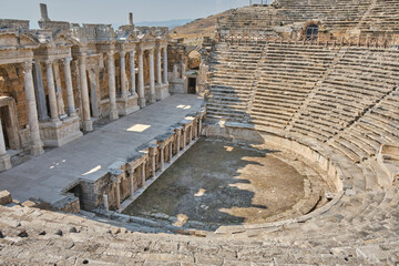 ancient theatre of Hierapolis in Pamukkale, Turkey - obrazy, fototapety, plakaty