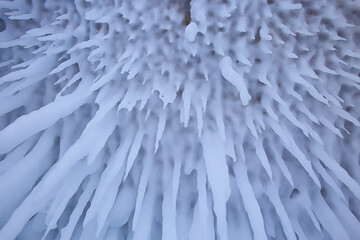 ice splashes baikal rocks, abstract winter view