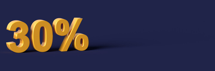 3d blue words 30 percent off discount with blank background