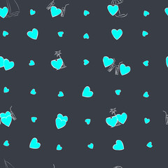 Seamless pattern with hearts. Vector illustration for wrapping paper and scrapbooking