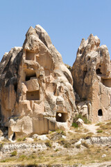 Fairy chimneys near Cavusin Town in Cappadocia
