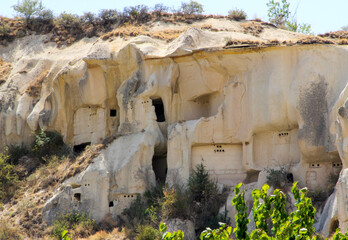 Fairy chimneys near Cavusin Town in Cappadocia