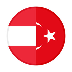 round icon with austria and turkey flags. vector illustration isolated on white background