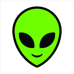 Alien green head isolated on white background vector illustration. Extraterrestrial alien face or head symbol line art vector icon for apps and websites.