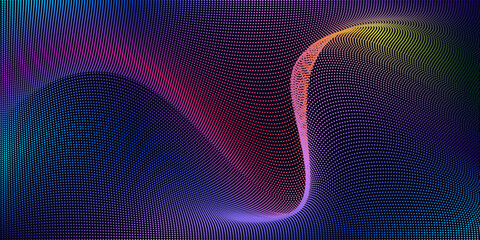 Abstract wavy background for brochure, cover and flyer.  Colorful dynamic particle wave graphic vector illustration for multipurpose usage like technology, science.