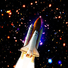 Naklejka premium Rocket. Rocket tail. Rocket trace. The elements of this image furnished by NASA.