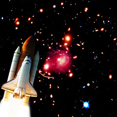 Fototapeta premium Rocket. Rocket tail. Rocket trace. The elements of this image furnished by NASA.