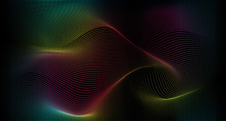 Abstract wavy background for brochure, cover and flyer. Colorful dynamic particle wave graphic vector illustration for multipurpose usage like technology, science.