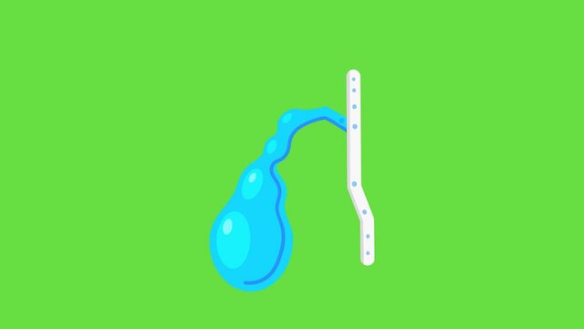 4k video of cartoon human pancreas icon on green background.