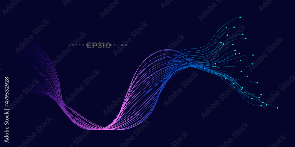 Wall mural fiber optics, data transformation vector background. big data technology, future of internet vector 