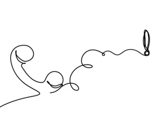 Abstract handset as line drawing on white background. Vector