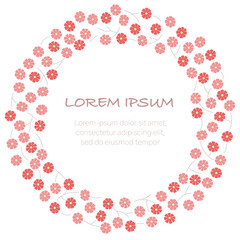 赤い花の円形フレーム
