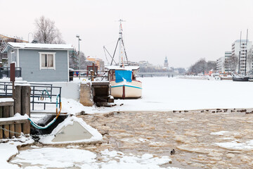 Turku town view on a winter day