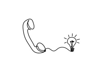 Abstract handset as line drawing on white background. Vector