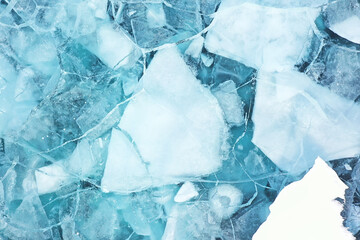 texture ice top view cracks transparent abstract background winter
