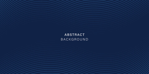 Blue Background with Wavy Thin Lines. Futuristic Technology Elegant Navy Blue Background. Blue Backdrop with Curved wavy lines. Dynamic Navy Blue Banner. Abstract Modern Design. Vector Illustration