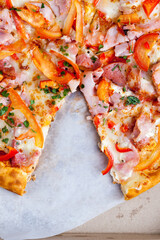 delicious pizza from different ingredients