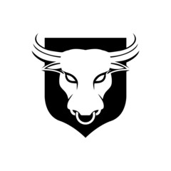 Bull buffalo head logo design for sport horn buffalo animal icon isolated on white background