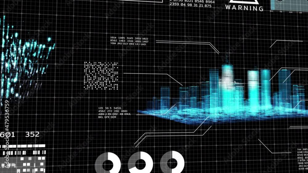 Wall mural digital technology smart city 3d hud graphic architecture building iot internet of thing artificial 