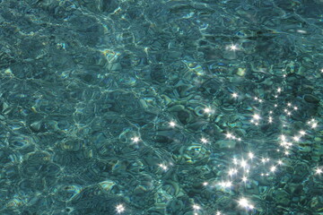 Fototapeta na wymiar Brown gulet moored in Aegean Sea - Ölüdeniz Beach and aquarium kyou, Ölüdeniz Beach Turkey's best beaches - Fethiye, Turkey