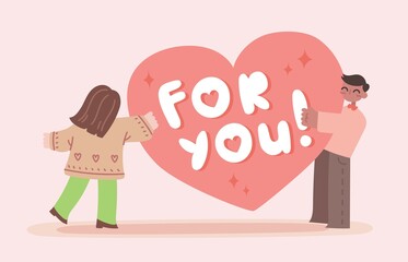 Romantic set of illustrations with man and woman. Love, love story, relationship. Vector design concept for Valentines Day