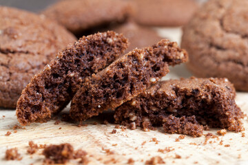 chocolate cookies on a wooden table
