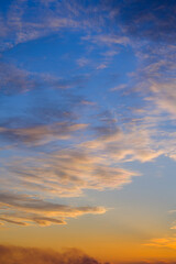 Naklejka na ściany i meble Sunset sky with beautiful clouds. Abstract nature background.