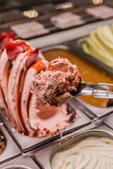 Delicious Ice Cream Gelatto Chocolate Strawberry Colorful Flavor Coconut Caramel Melted