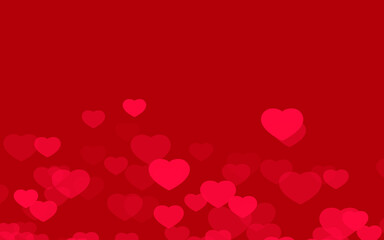 Valentine day red hearts on red background.