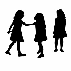 children making chat, silhouette vector