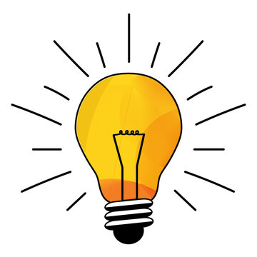 Colorful lightbulb sketch. Vector icon. Creative idea concept illustration.