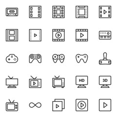 Outline icons for multimedia.