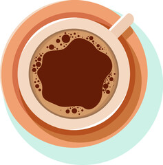 Cup with coffee on a light background. View from above